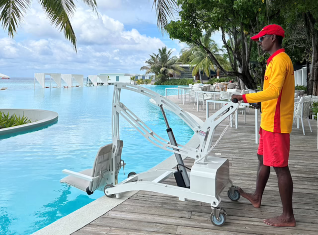 Pool hoist at Amilla Maldives