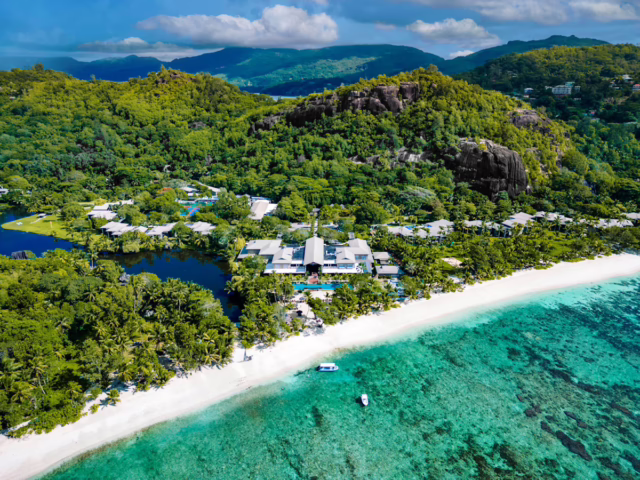 aerial view of Kempinski Seychelles Resort