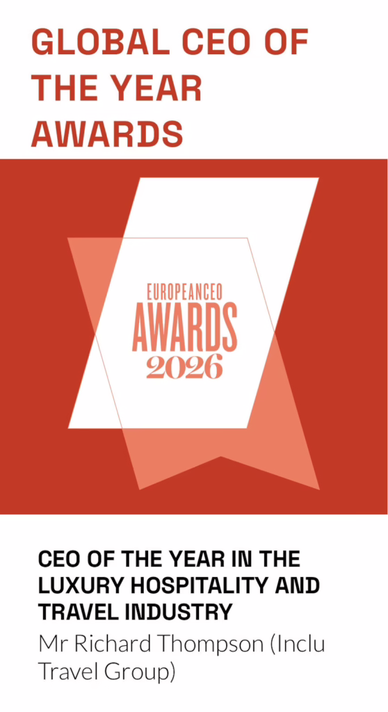 Logo showing hat Richard Thompson is the winner of the CEO of the Year in the Luxury Hospitality and Travel Industry award for 2026